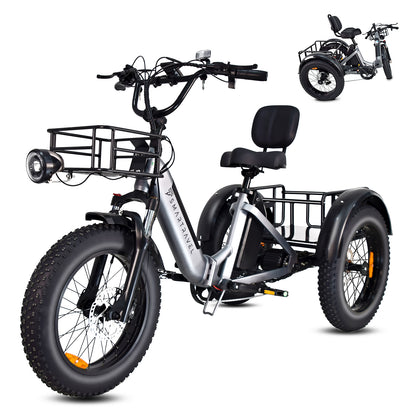Smartravel ST301 Electric Tricycle 1200W Geared Hub Motor Electric adult tricycles 96 km Range 20X4 Fat Tire Electric bike Tricycle