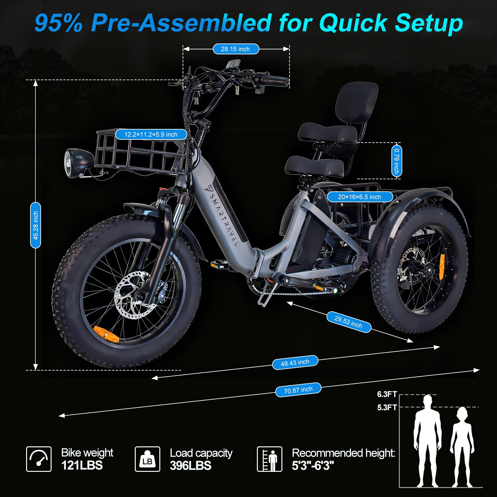 Smartravel Hauler ST301 Dual Battery Cargo Electric Tricycle